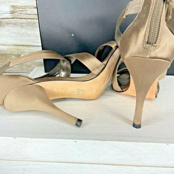 BCBG Max Azria Women Gold Cross Strap Stiletto Sli - Picture 7 of 8